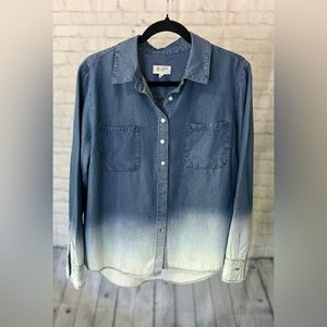 Candace Cameron Bure Petite Lyocell Bleach Dip Denim Shirt